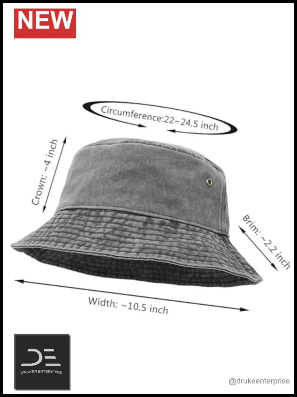 2 Pack Unisex Washed Cotton Bucket Hat Wide Brim Sun Hat